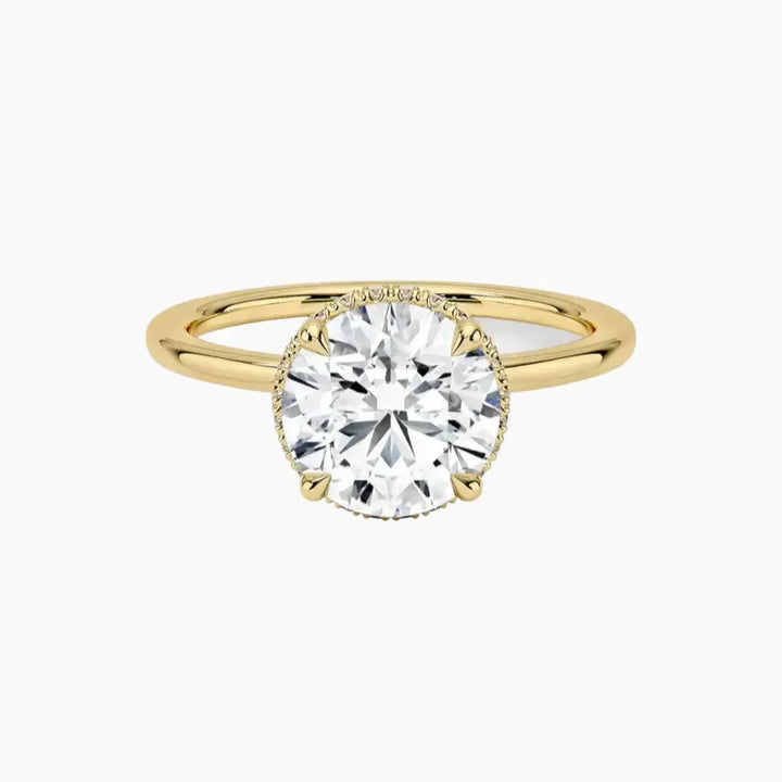 Mirabel Round Hidden Halo 3 Carat Lab Grown Diamond Engagement Ring in 18K Yellow Gold
