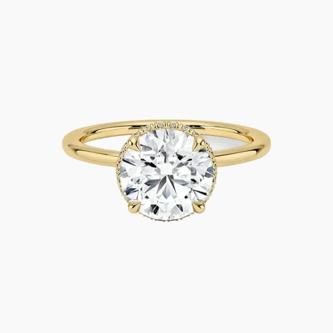 Mirabel Round Hidden Halo Diamond Ring Setting in 18K Rose Gold