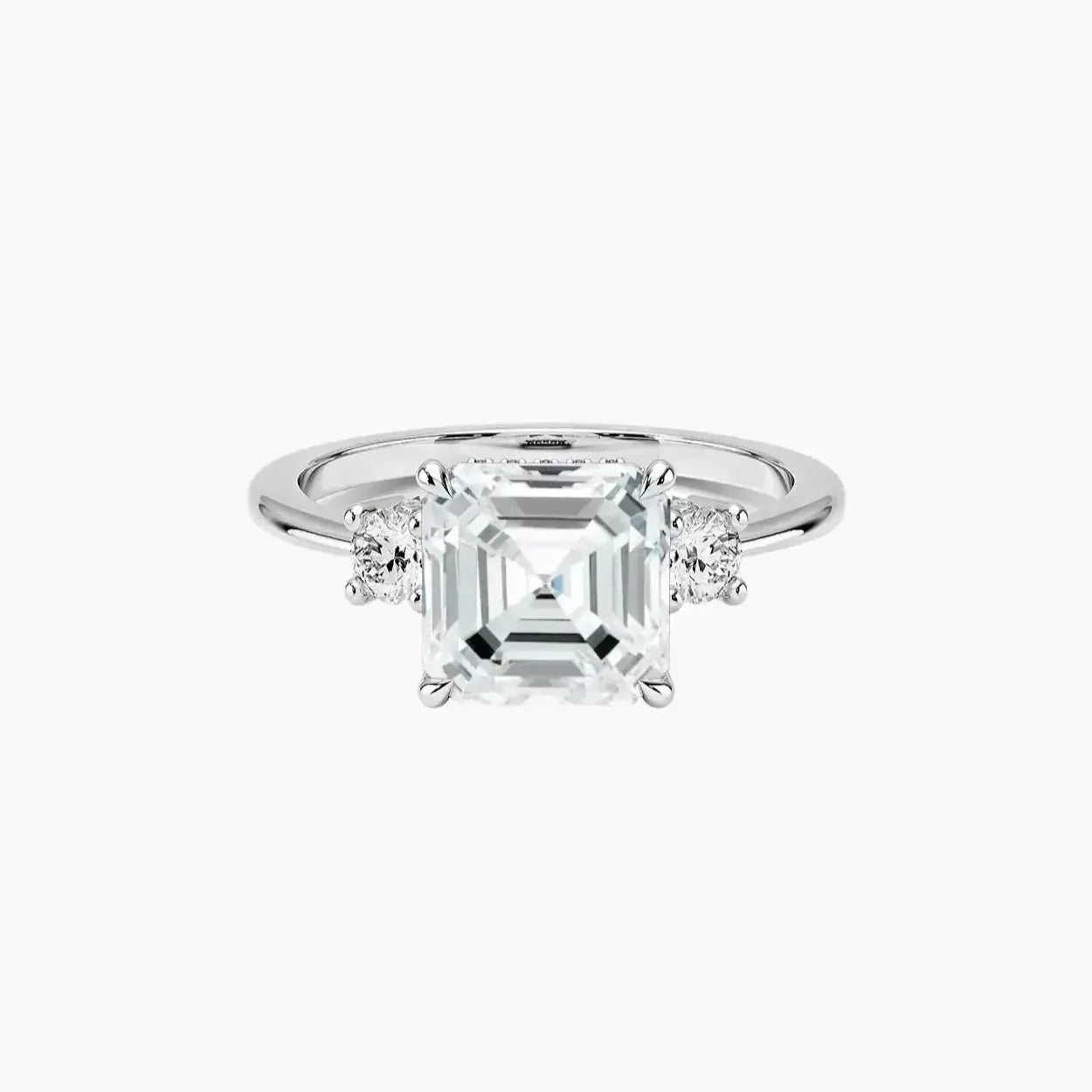 Seraphina Asscher Hidden Halo 2 Carat Lab Grown Diamond Engagement Ring in 14K White Gold