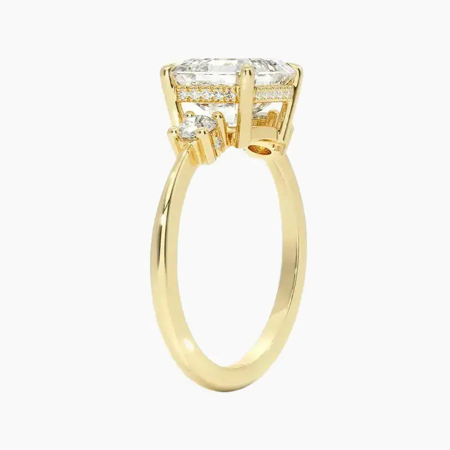 Seraphina Asscher Hidden Halo Diamond Ring Setting in 14K Rose Gold