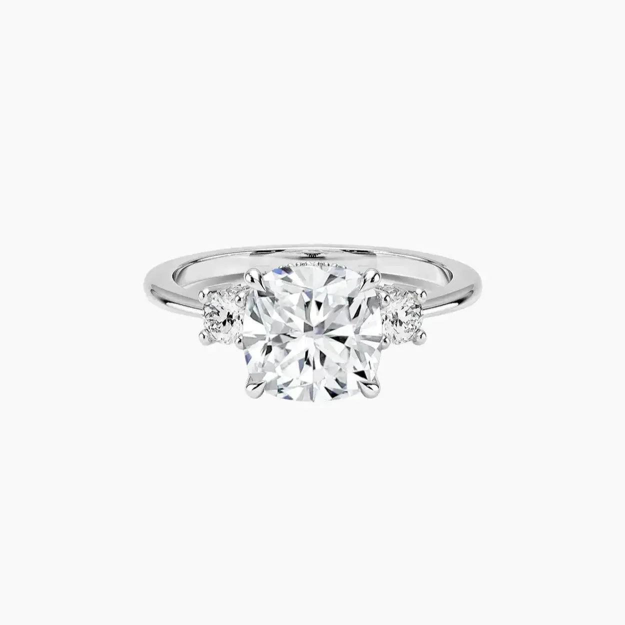 Seraphina Cushion Hidden Halo Diamond Ring Setting in 14K White Gold
