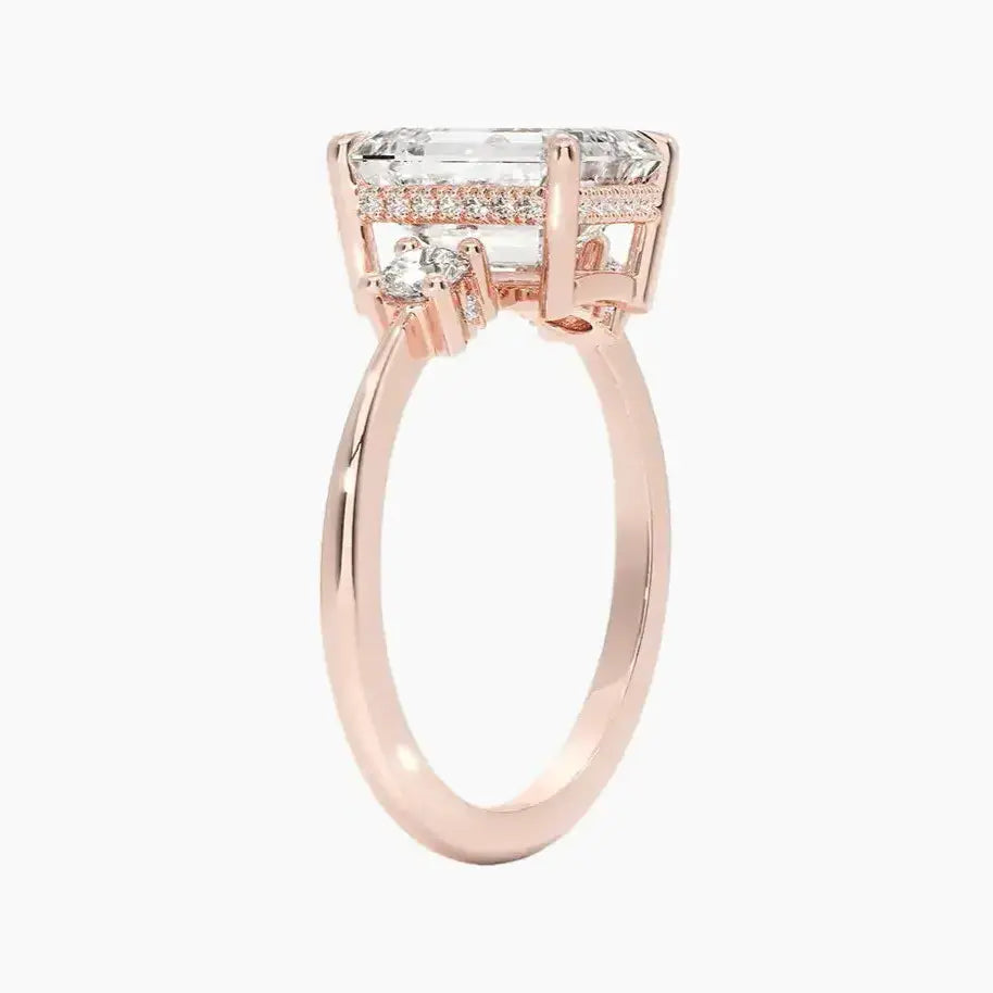 Seraphina Emerald Hidden Halo 1.5 Carat Lab Grown Diamond Engagement Ring in 14K Rose Gold