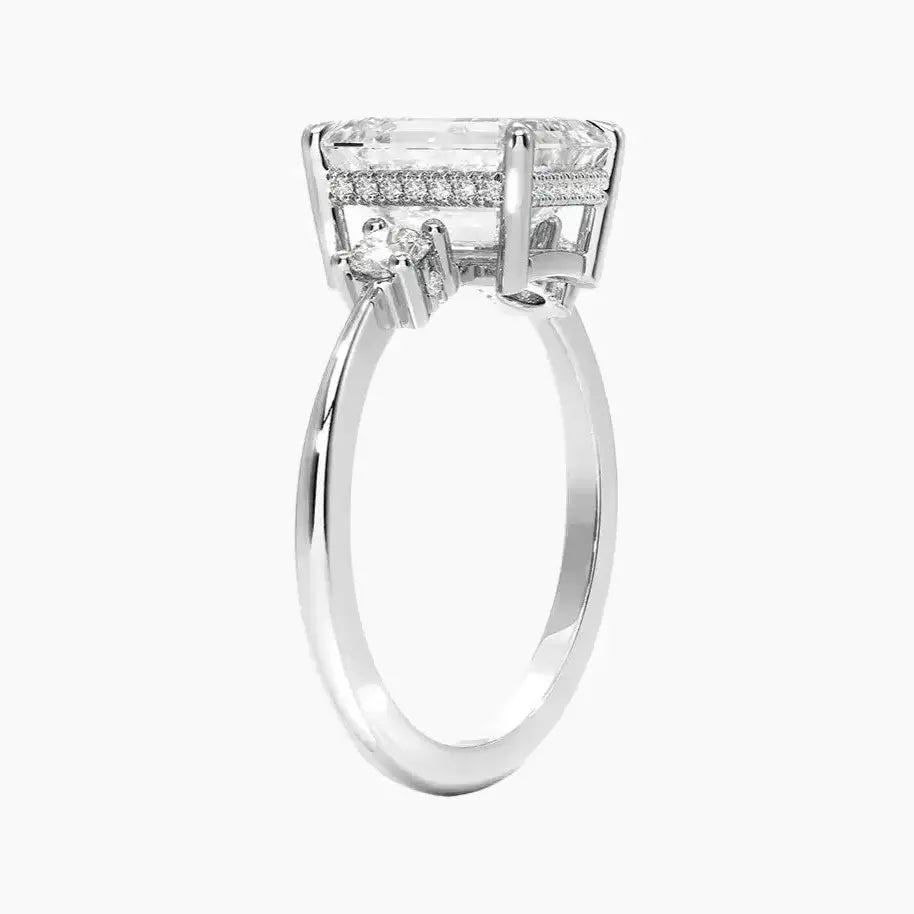 Seraphina Emerald Hidden Halo 1.5 Carat Lab Grown Diamond Engagement Ring in 18K White Gold