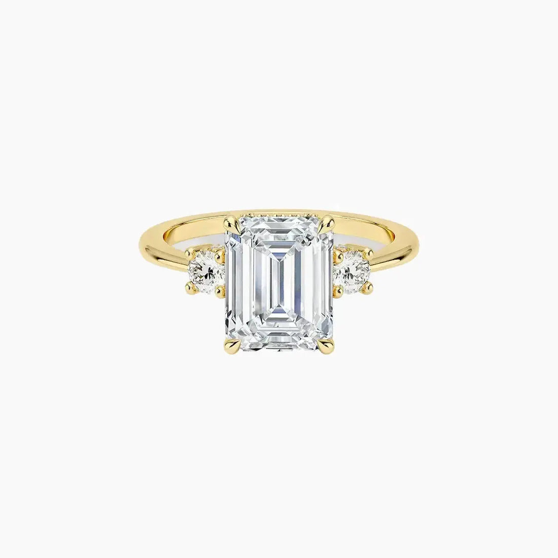 Seraphina Emerald Hidden Halo Diamond Ring Setting in 18K White Gold