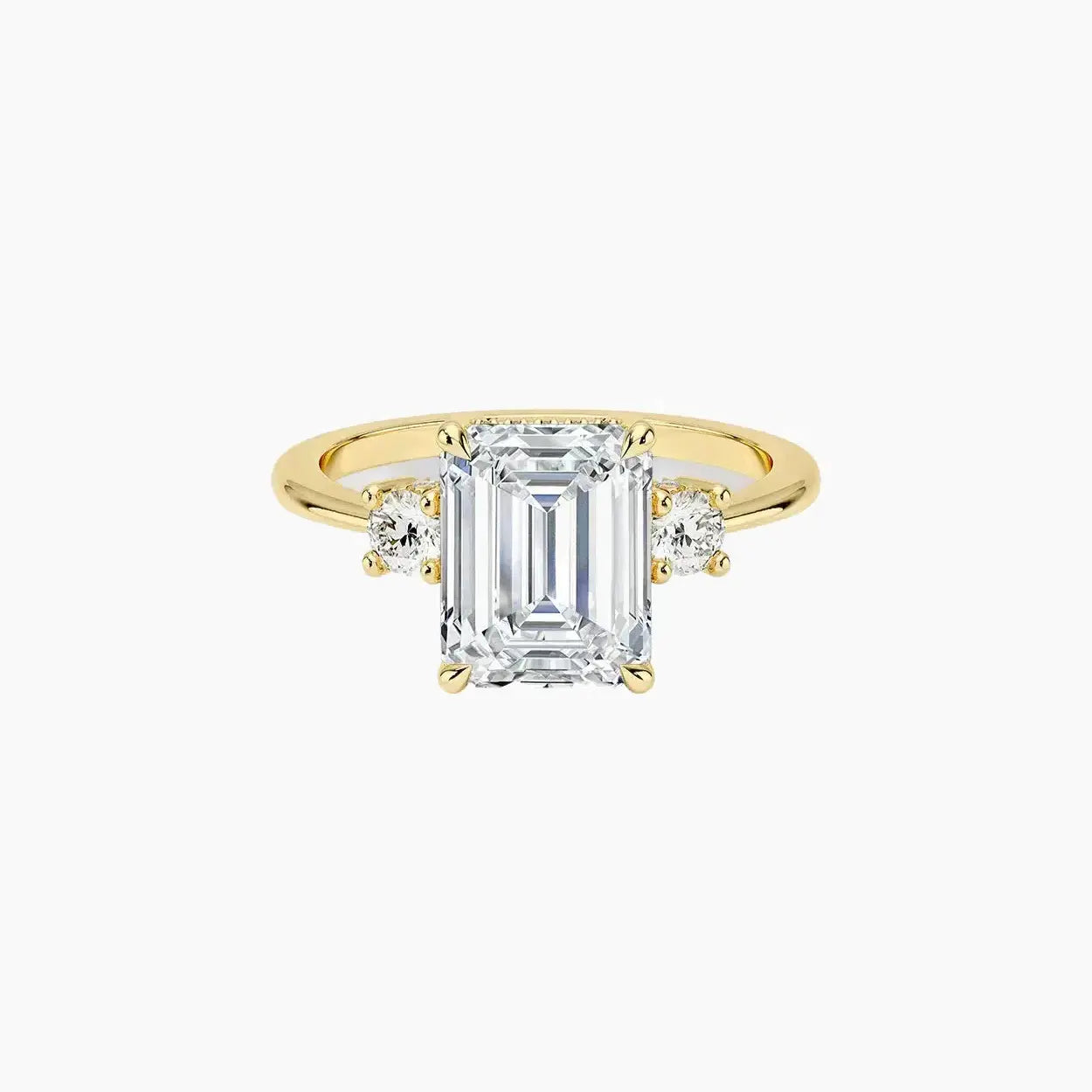 Seraphina Emerald Hidden Halo 2.5 Carat Lab Grown Diamond Engagement Ring in 18K Yellow Gold