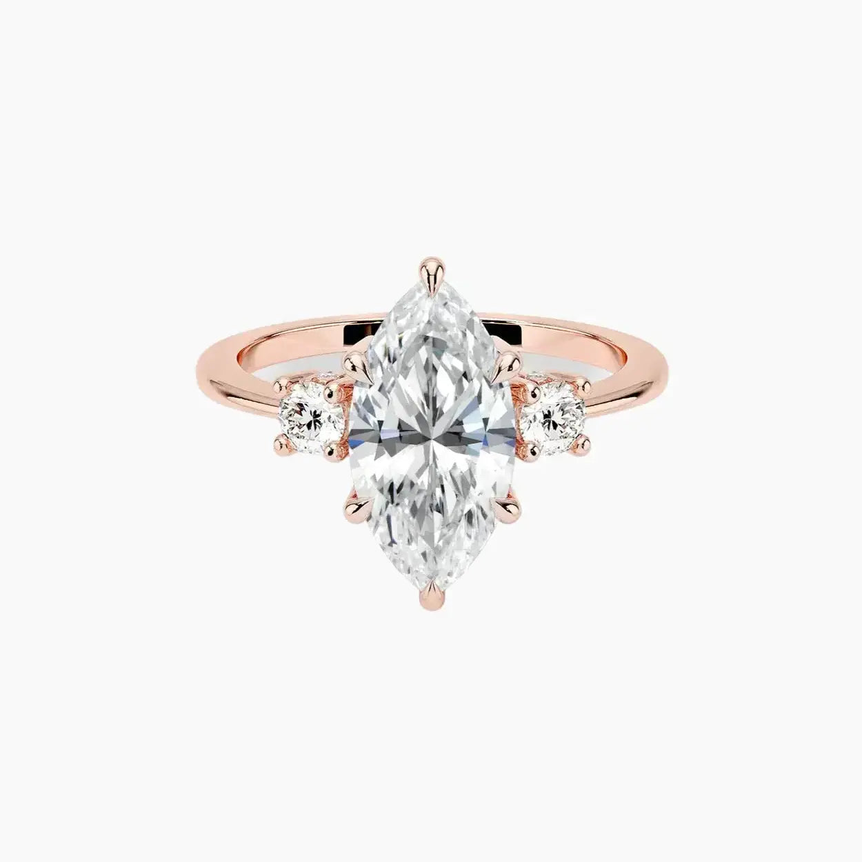 Seraphina Marquise Hidden Halo 2.5 Carat Lab Grown Diamond Engagement Ring in 18K Rose Gold