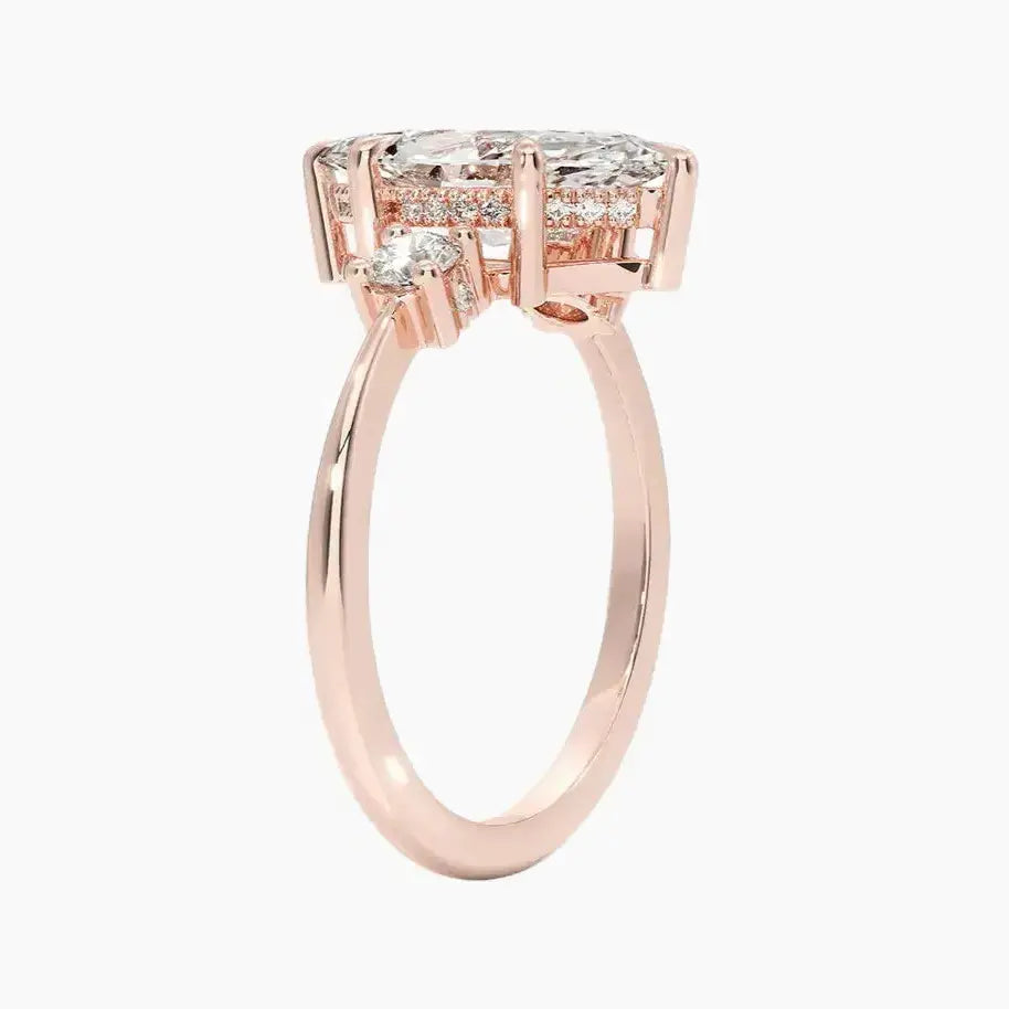 Seraphina Marquise Hidden Halo 2.5 Carat Lab Grown Diamond Engagement Ring in 14K Rose Gold
