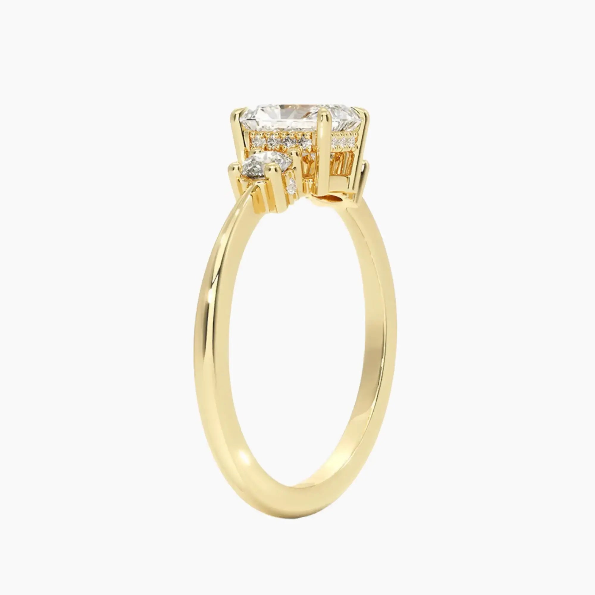 Seraphina Oval Hidden Halo Diamond Ring Setting in 14K Yellow Gold