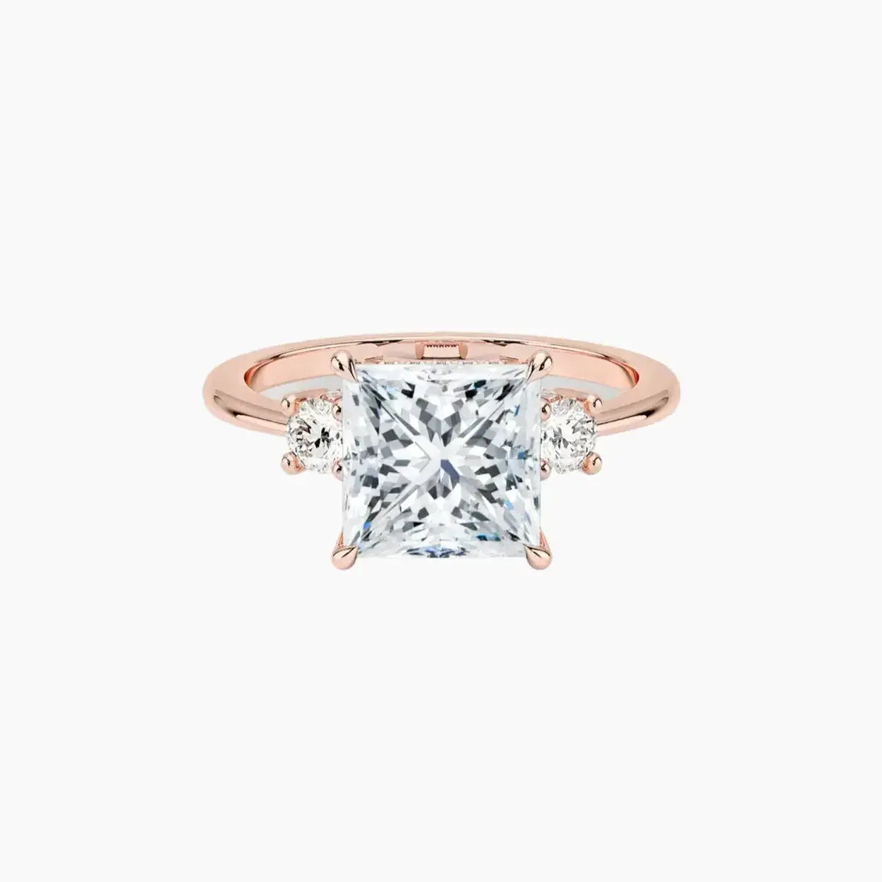 Seraphina Princess Hidden Halo Diamond Ring Setting in 14K White Gold