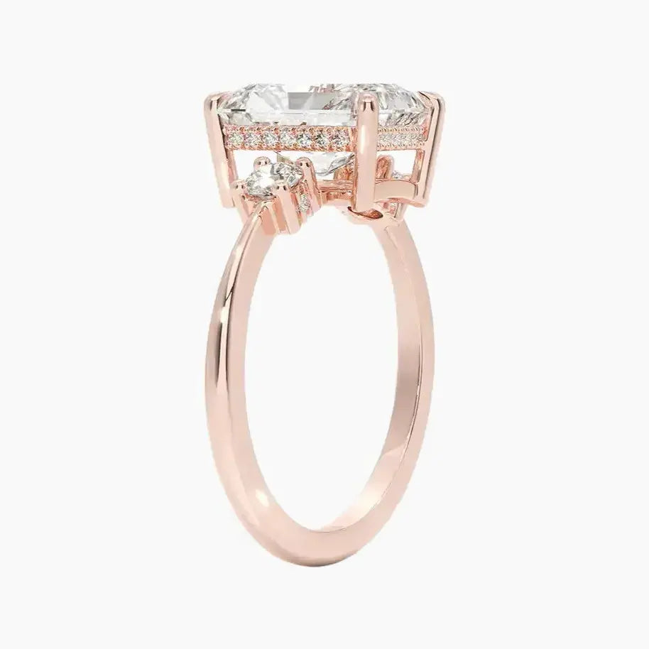 Seraphina Radiant Hidden Halo Diamond Ring Setting in 18K White Gold