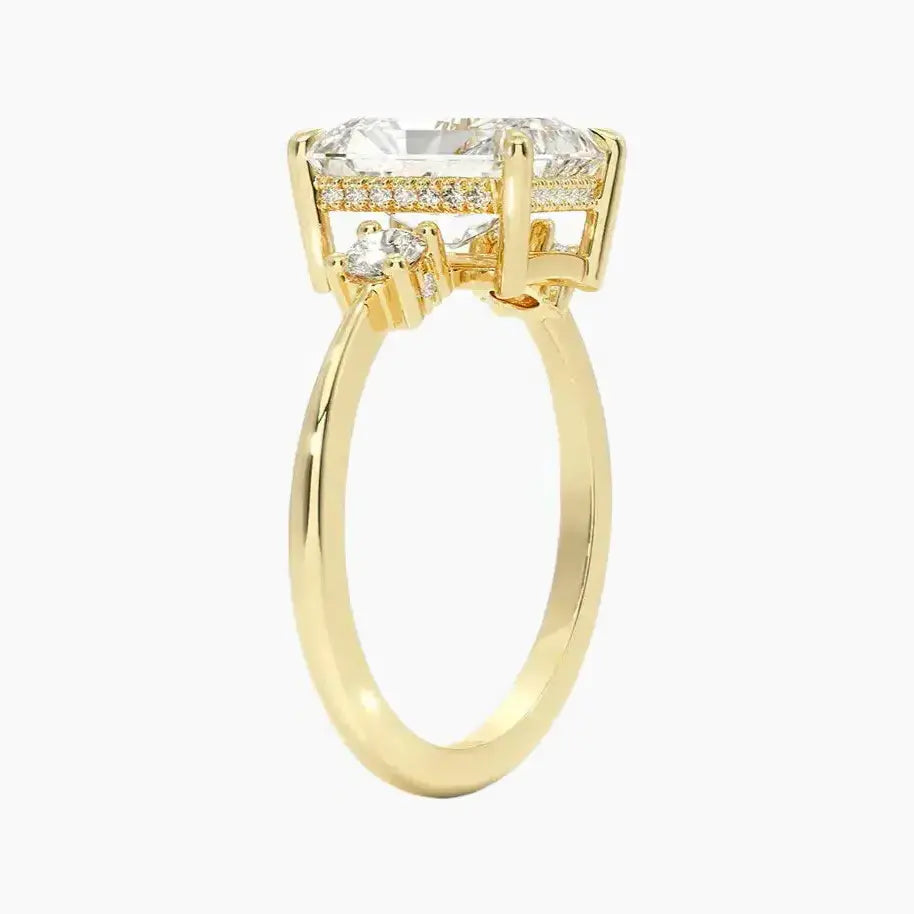 Seraphina Radiant Hidden Halo Diamond Ring Setting in 14K White Gold
