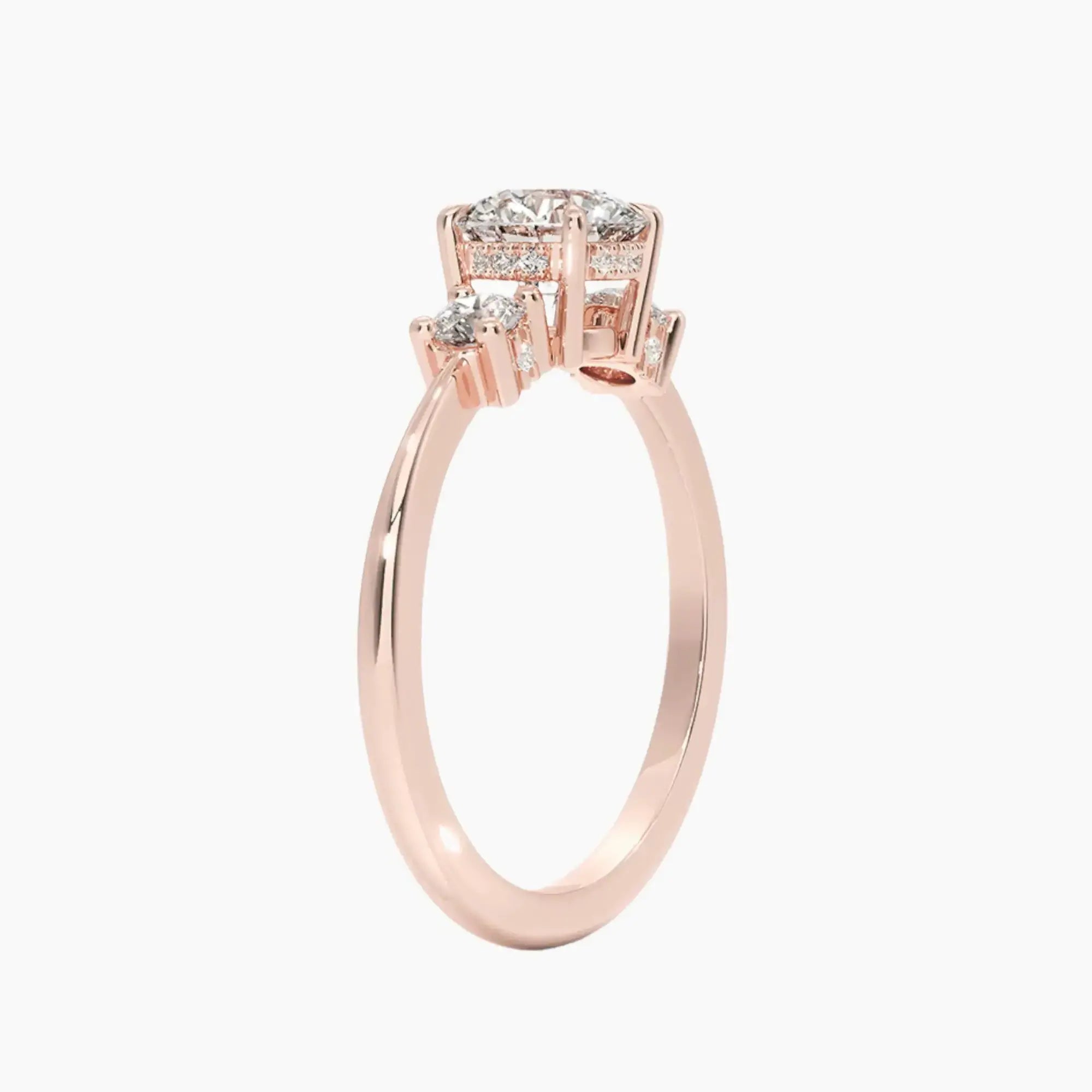 Seraphina Round Hidden Halo 3 Carat Lab Grown Diamond Engagement Ring in 14K White Gold