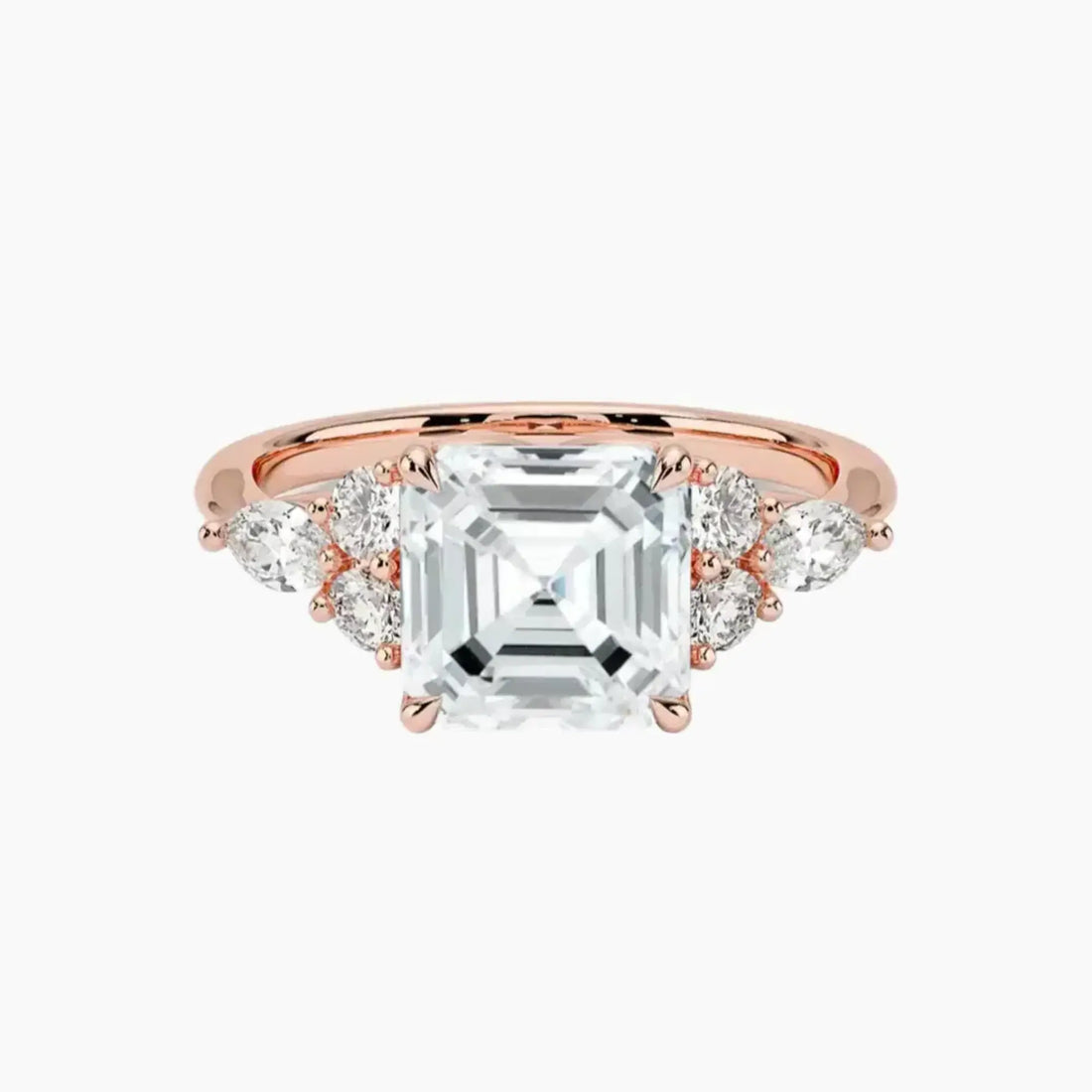 Ingrid Asscher Designer 2 Carat Lab Grown Diamond Engagement Ring in 14K Rose Gold