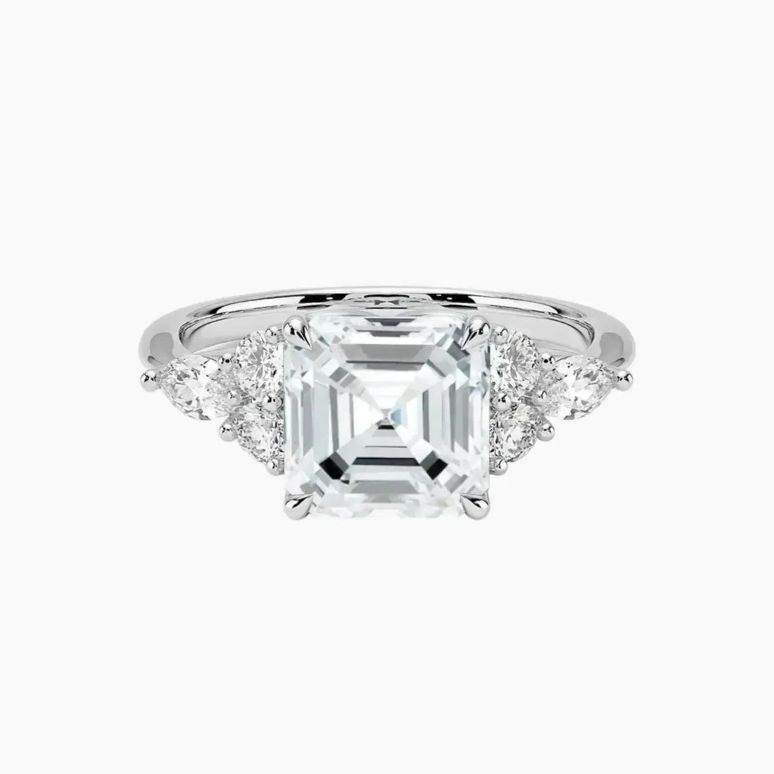 Ingrid Asscher Designer 2.5 Carat Lab Grown Diamond Engagement Ring in 14K White Gold