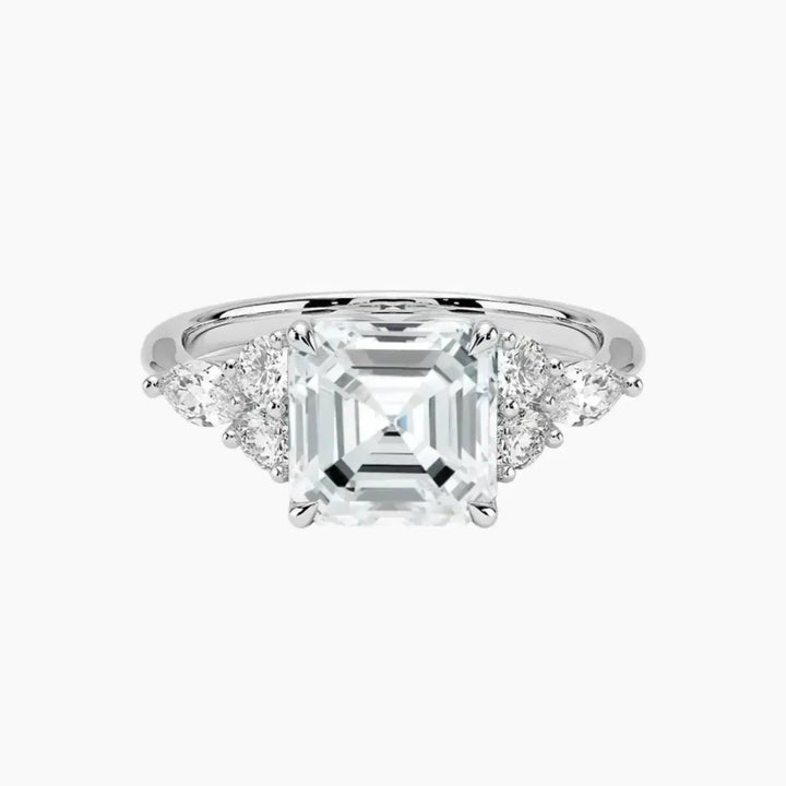 Ingrid Asscher Designer 3 Carat Lab Grown Diamond Engagement Ring in 18K White Gold