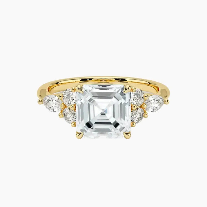 Ingrid Asscher Designer 2.5 Carat Lab Grown Diamond Engagement Ring in 18K Yellow Gold