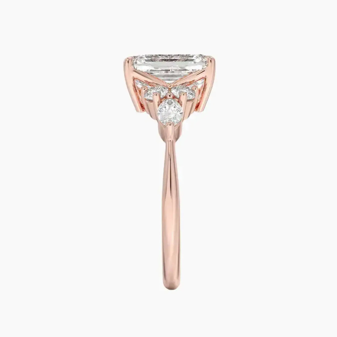 Ingrid Emerald Designer 2 Carat Lab Grown Diamond Engagement Ring in 18K White Gold