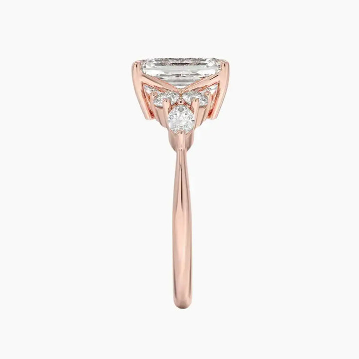 Ingrid Emerald Designer 3 Carat Lab Grown Diamond Engagement Ring in 18K White Gold