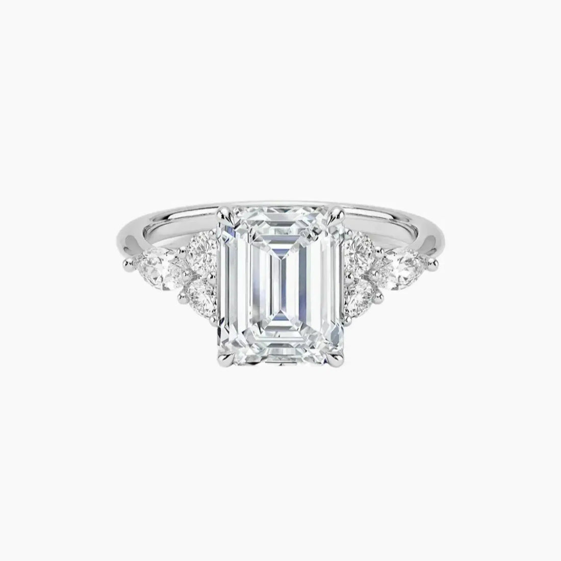 Ingrid Emerald Designer Diamond Ring Setting in 14K White Gold