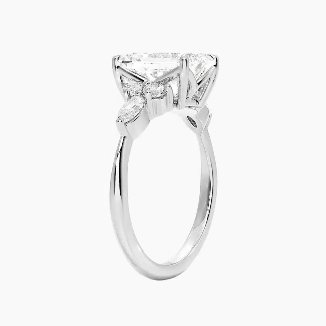 Ingrid Emerald Designer Diamond Ring Setting in 18K White Gold