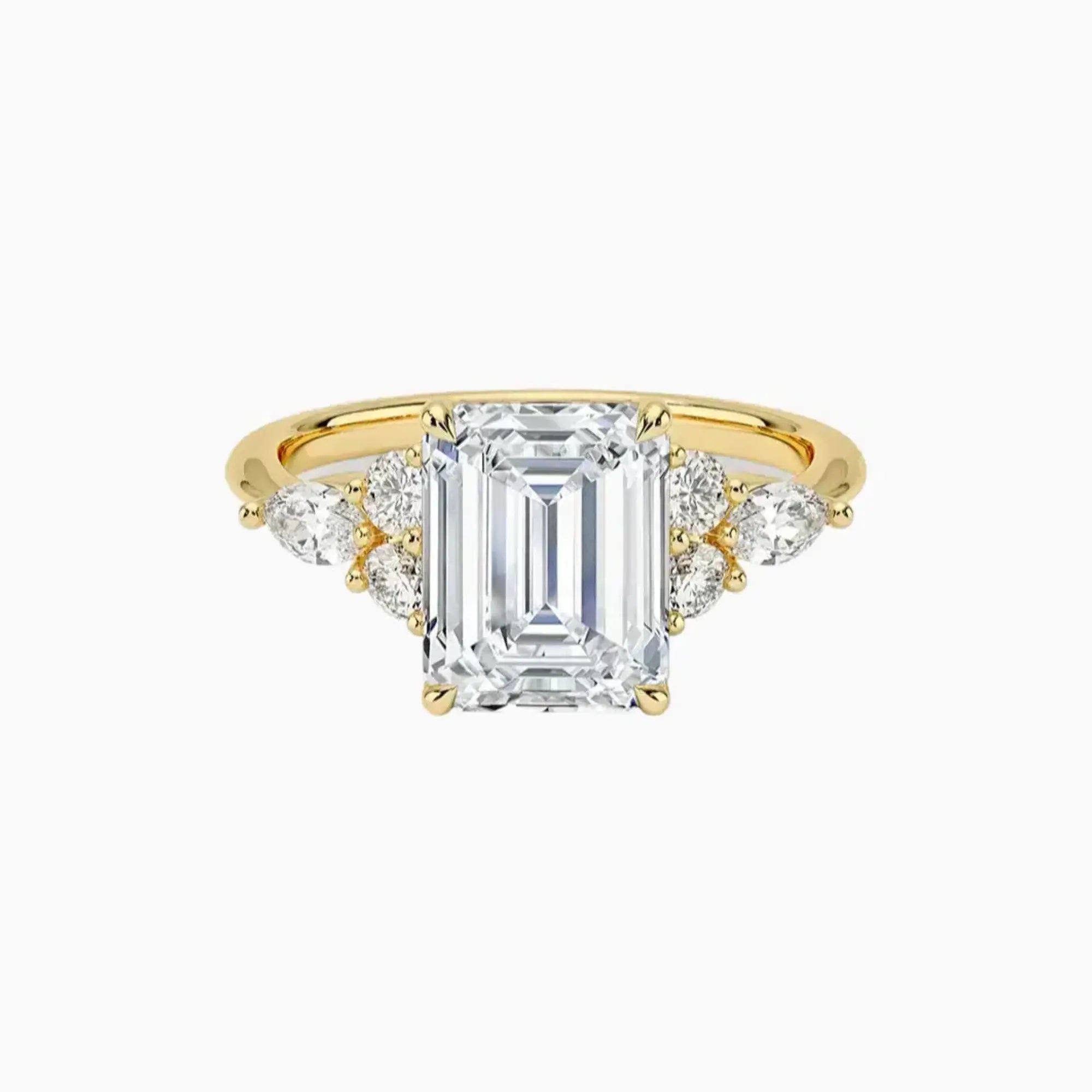 Ingrid Emerald Designer 2 Carat Lab Grown Diamond Engagement Ring in 18K White Gold