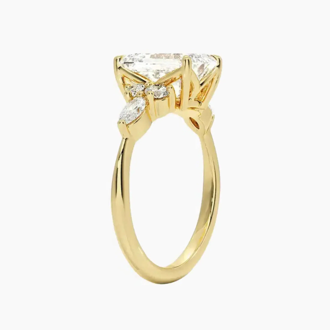 Ingrid Emerald Designer Diamond Ring Setting in 14K Yellow Gold