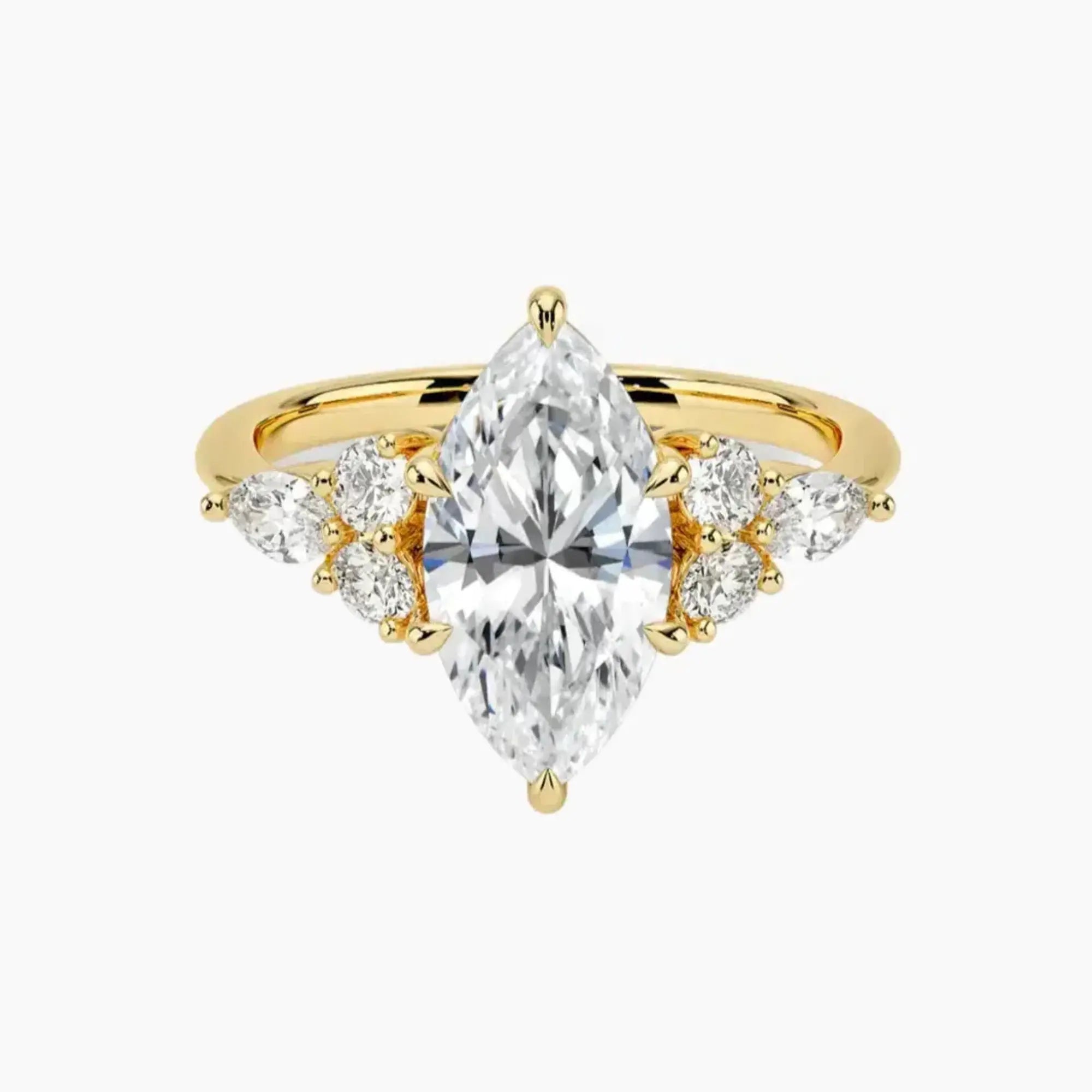 Ingrid Marquise Designer 2.5 Carat Lab Grown Diamond Engagement Ring in 18K Yellow Gold
