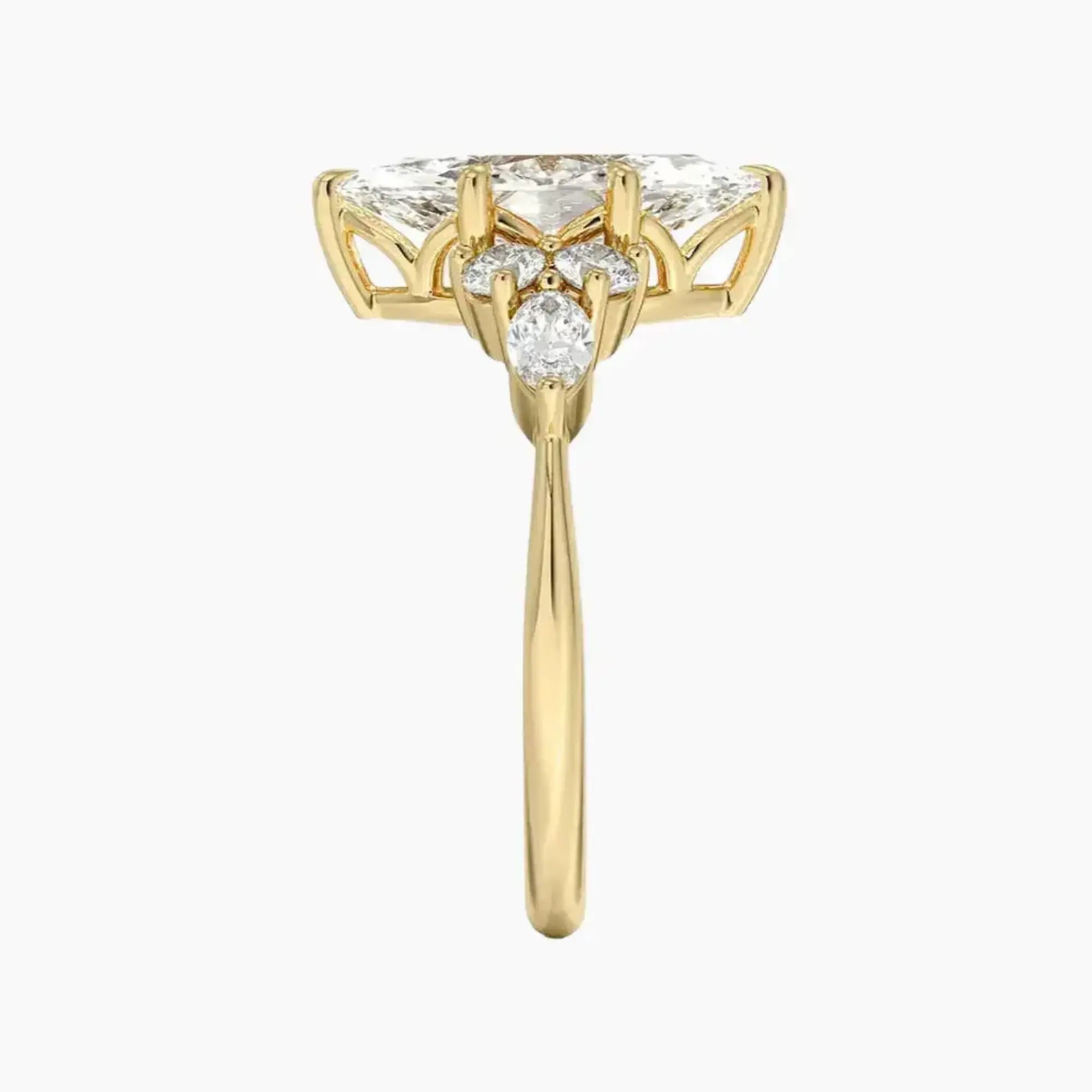 Ingrid Marquise Designer 2.5 Carat Lab Grown Diamond Engagement Ring in 14K Yellow Gold