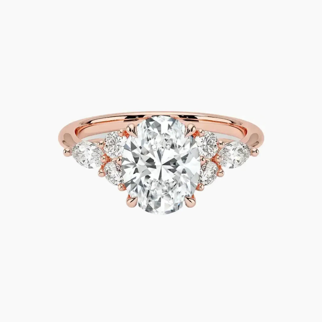 Ingrid Oval Designer 2 Carat Lab Grown Diamond Engagement Ring in 18K White Gold