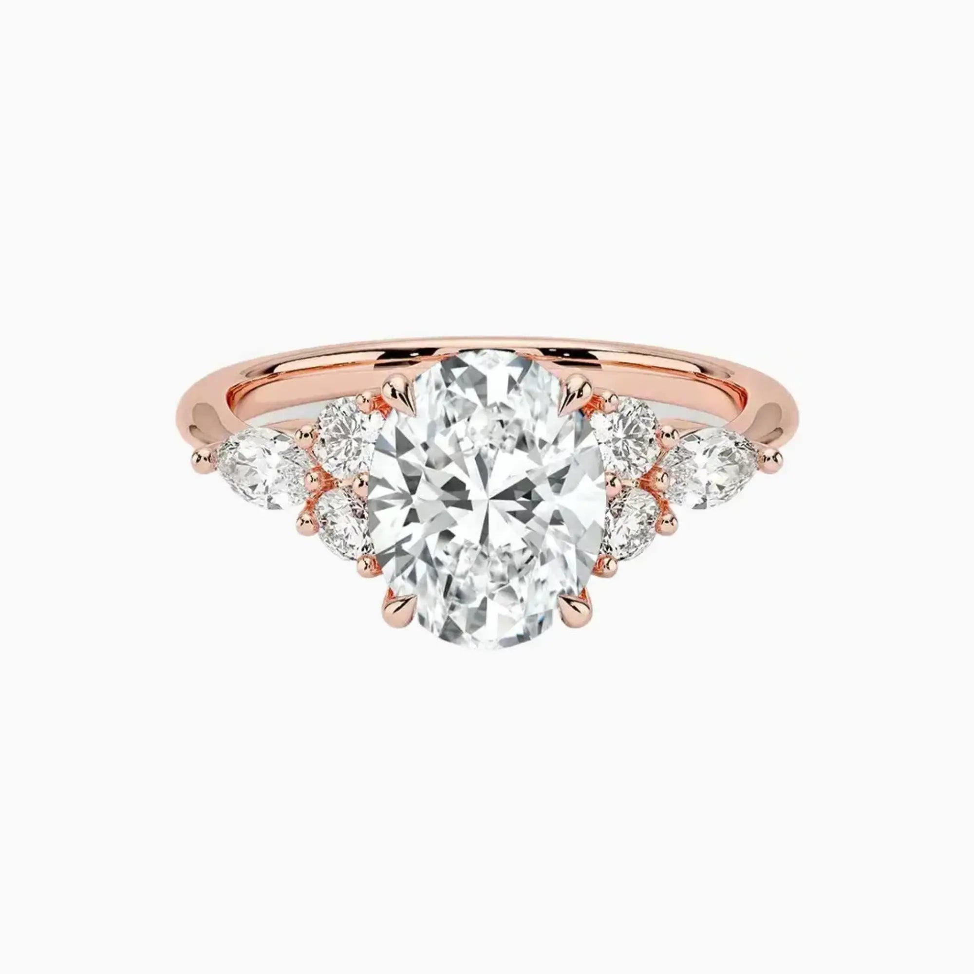 Ingrid Oval Designer 2.5 Carat Lab Grown Diamond Engagement Ring in 14K Rose Gold
