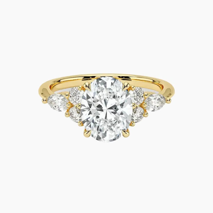 Ingrid Oval Designer 3 Carat Lab Grown Diamond Engagement Ring in 18K Yellow Gold