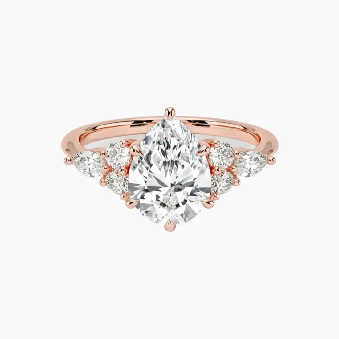 Ingrid Pear Designer 3 Carat Lab Grown Diamond Engagement Ring in 14K White Gold