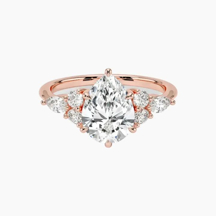 Ingrid Pear Designer 2.5 Carat Lab Grown Diamond Engagement Ring in 18K Rose Gold