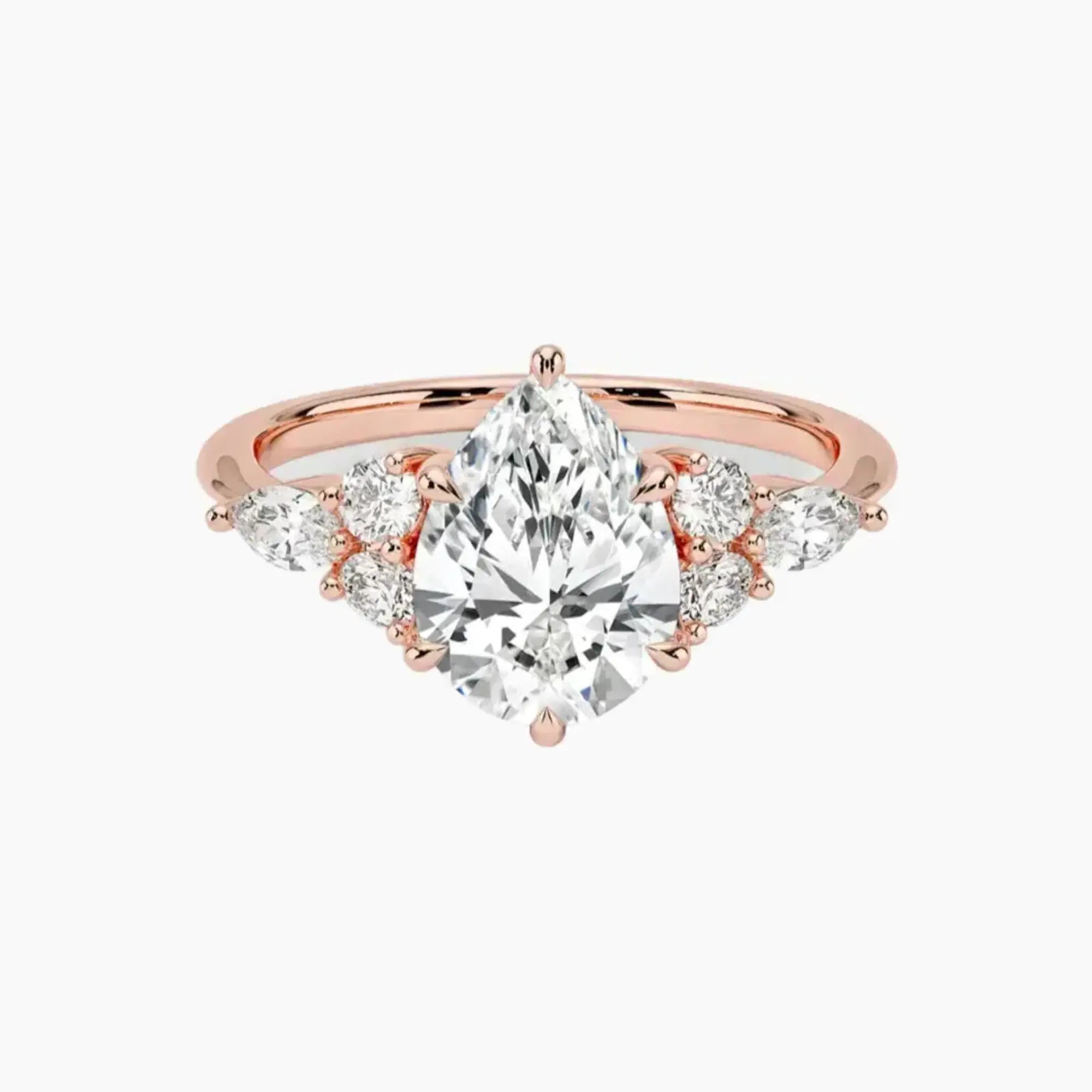 Ingrid Pear Designer 2.5 Carat Lab Grown Diamond Engagement Ring in 14K Rose Gold