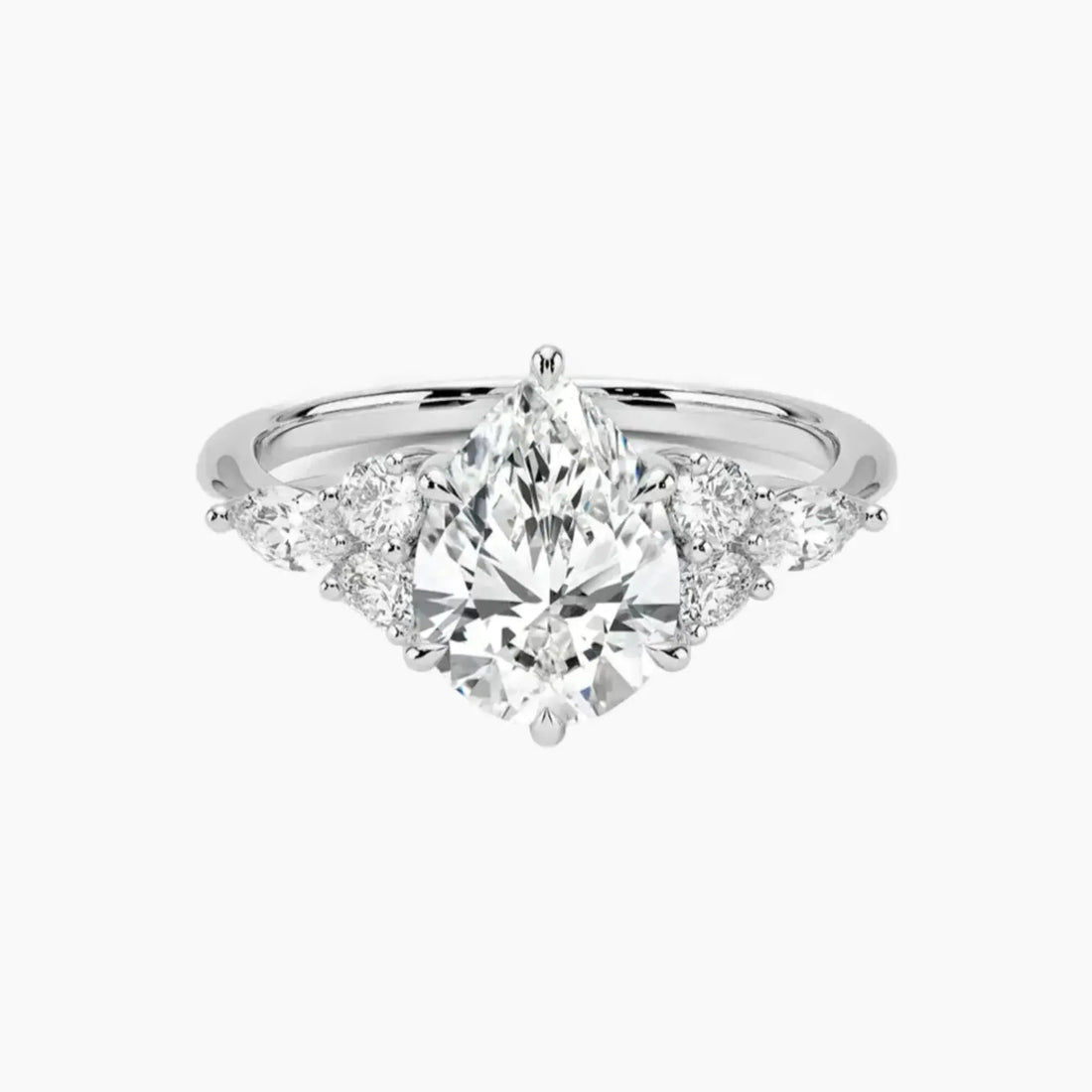 Ingrid Pear Designer 2 Carat Lab Grown Diamond Engagement Ring in 14K White Gold