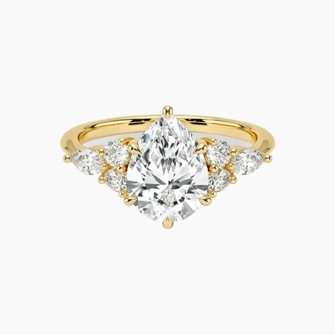 Ingrid Pear Designer Diamond Ring Setting in 18K Rose Gold