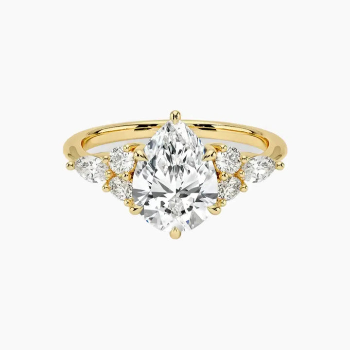 Ingrid Pear Designer 1.5 Carat Lab Grown Diamond Engagement Ring in 18K Yellow Gold