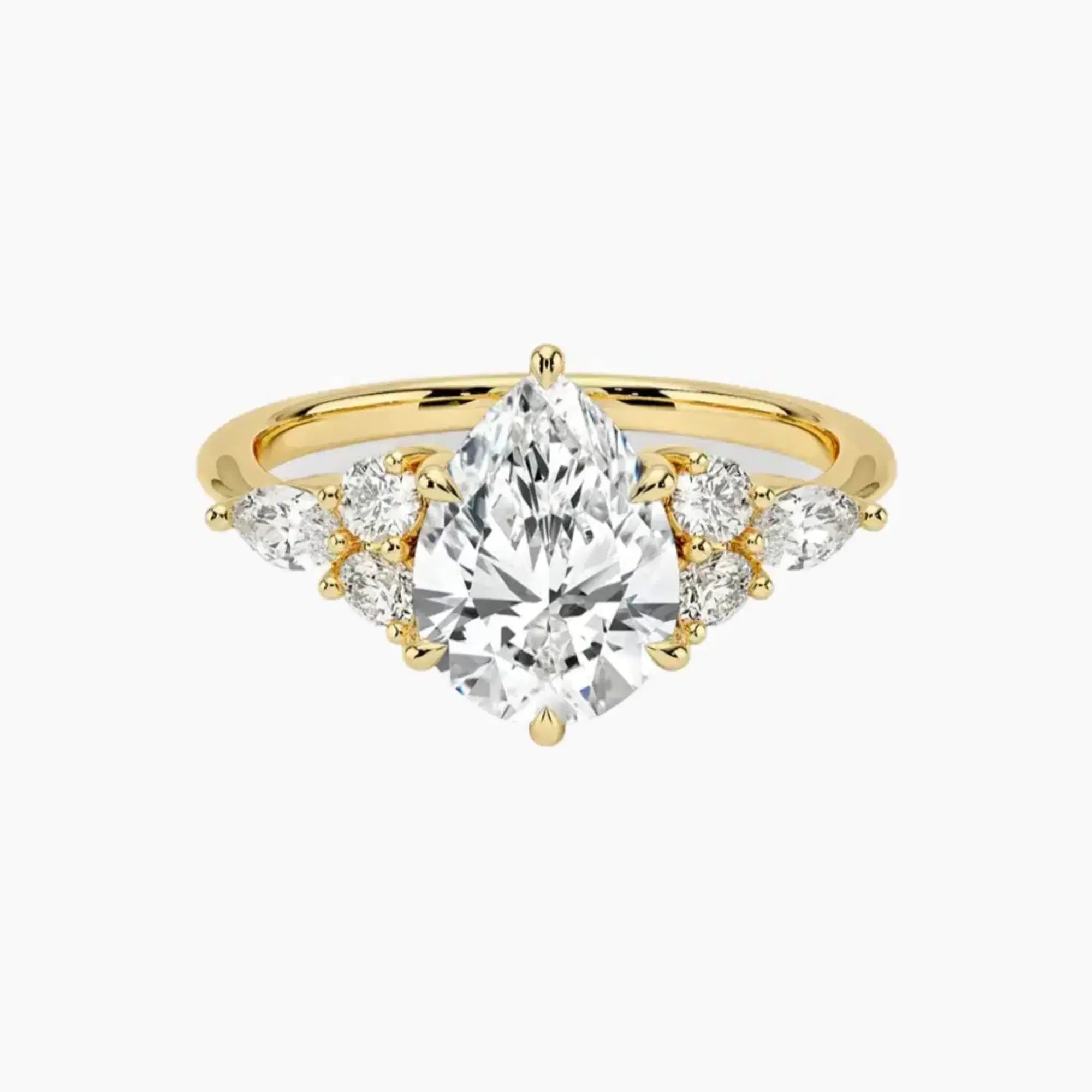 Ingrid Pear Designer 2 Carat Lab Grown Diamond Engagement Ring in 18K Rose Gold