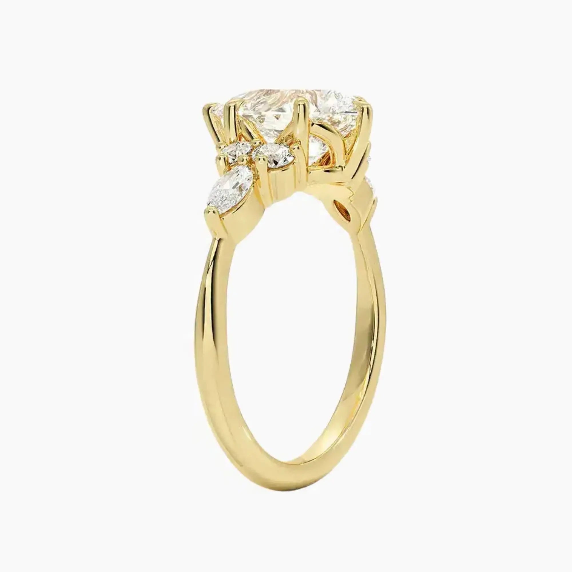 Ingrid Pear Designer 3 Carat Lab Grown Diamond Engagement Ring in 14K White Gold