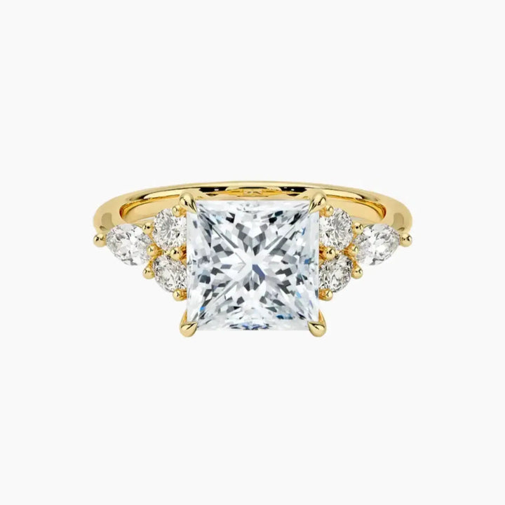 Ingrid Princess Designer 3 Carat Lab Grown Diamond Engagement Ring in 18K Yellow Gold