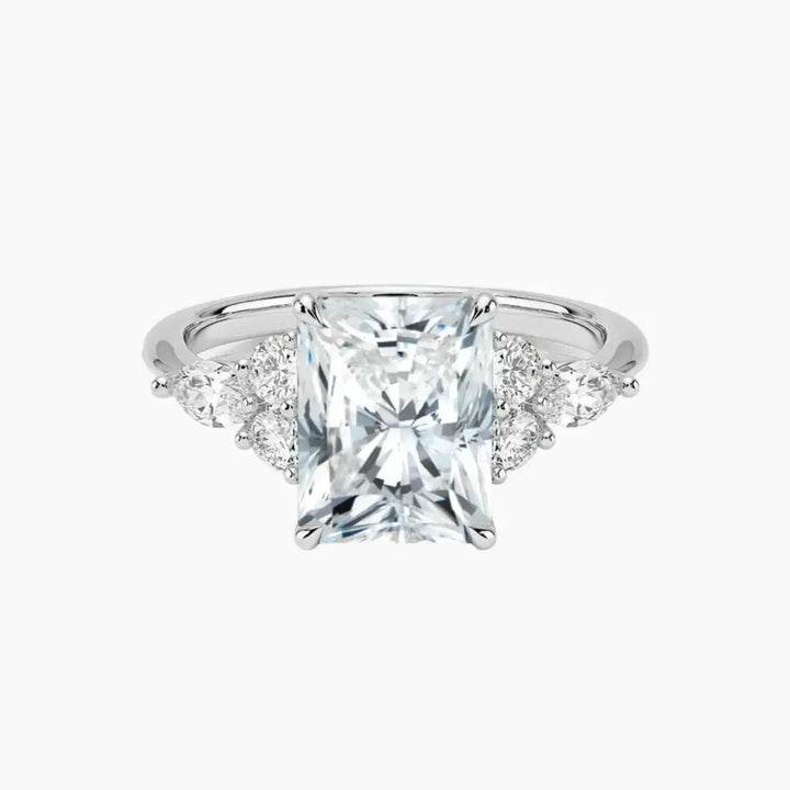 Ingrid Radiant Designer 3 Carat Lab Grown Diamond Engagement Ring in 18K White Gold