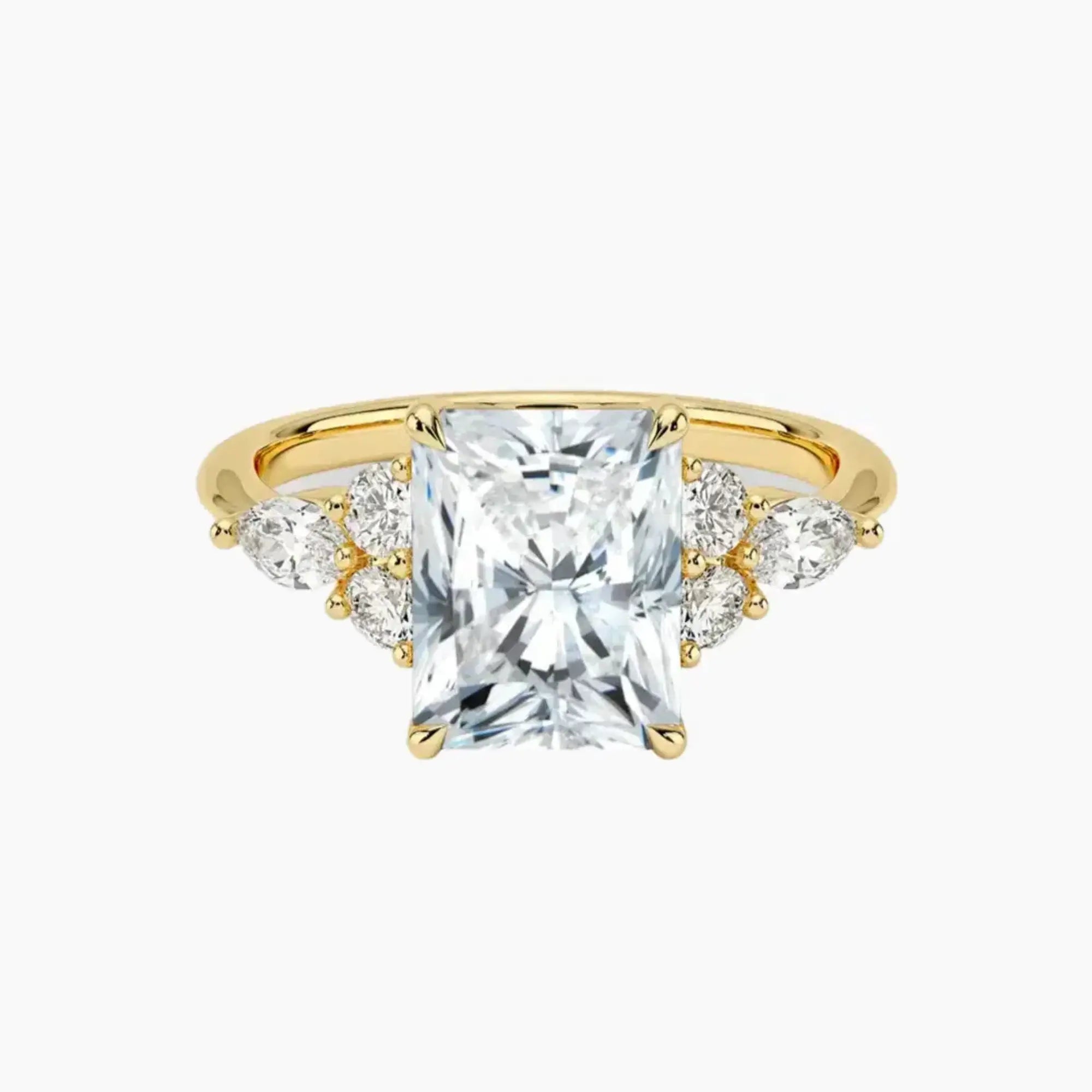 Ingrid Radiant Designer Diamond Ring Setting in 18K Yellow Gold