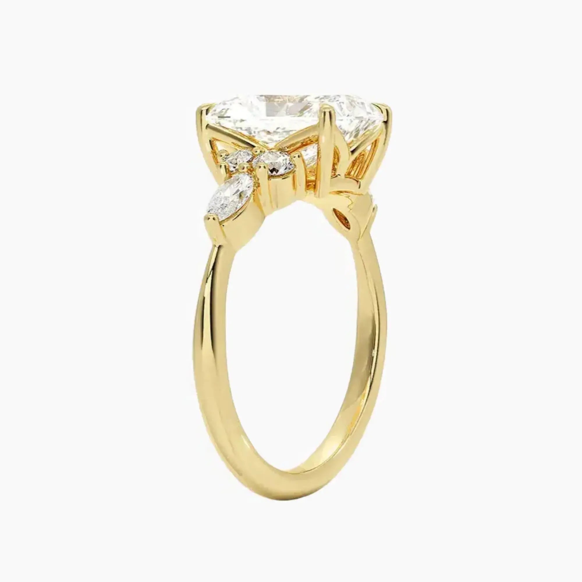 Ingrid Radiant Designer Diamond Ring Setting in 18K Yellow Gold