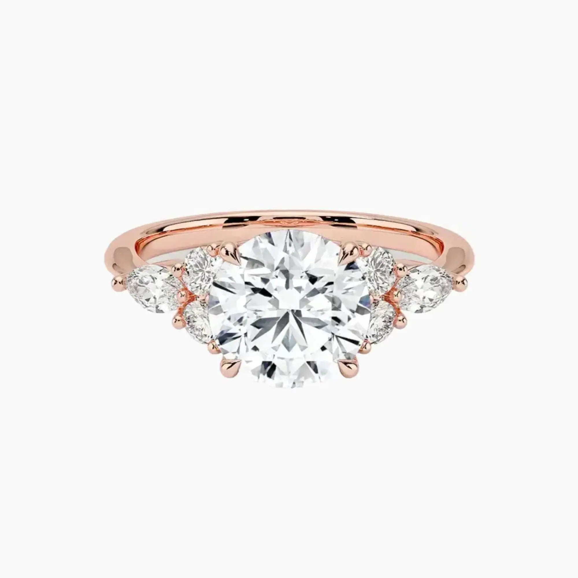 Ingrid Round Designer 3 Carat Lab Grown Diamond Engagement Ring in 18K White Gold