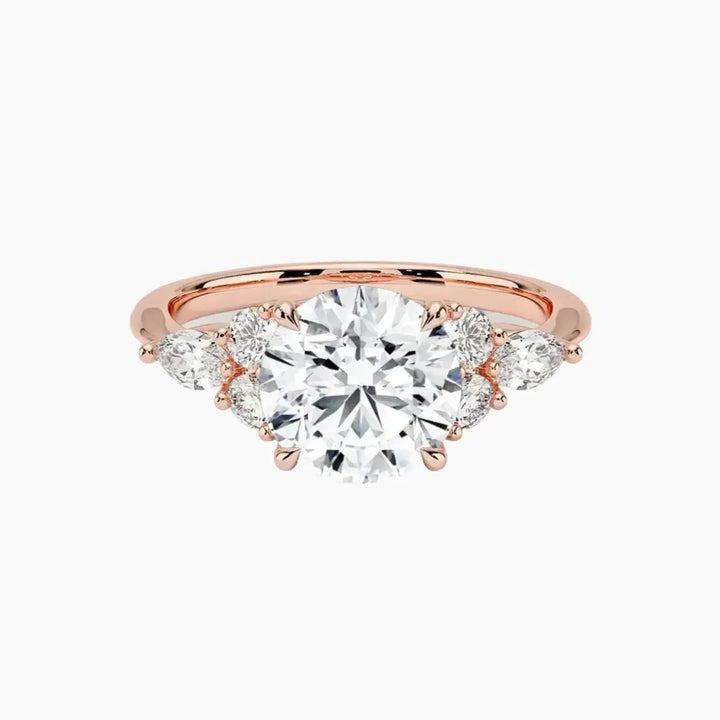 Ingrid Round Designer 3 Carat Lab Grown Diamond Engagement Ring in 14K Rose Gold