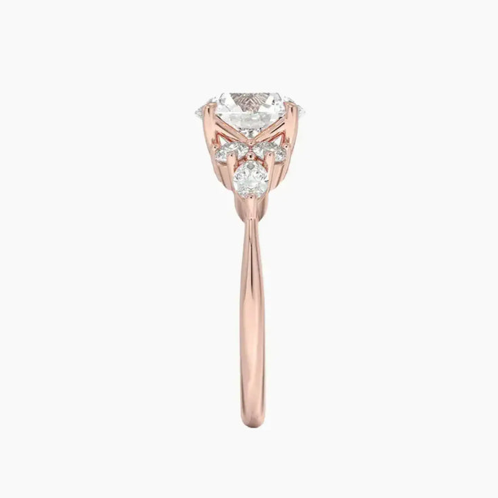 Ingrid Round Designer 3 Carat Lab Grown Diamond Engagement Ring in 14K White Gold