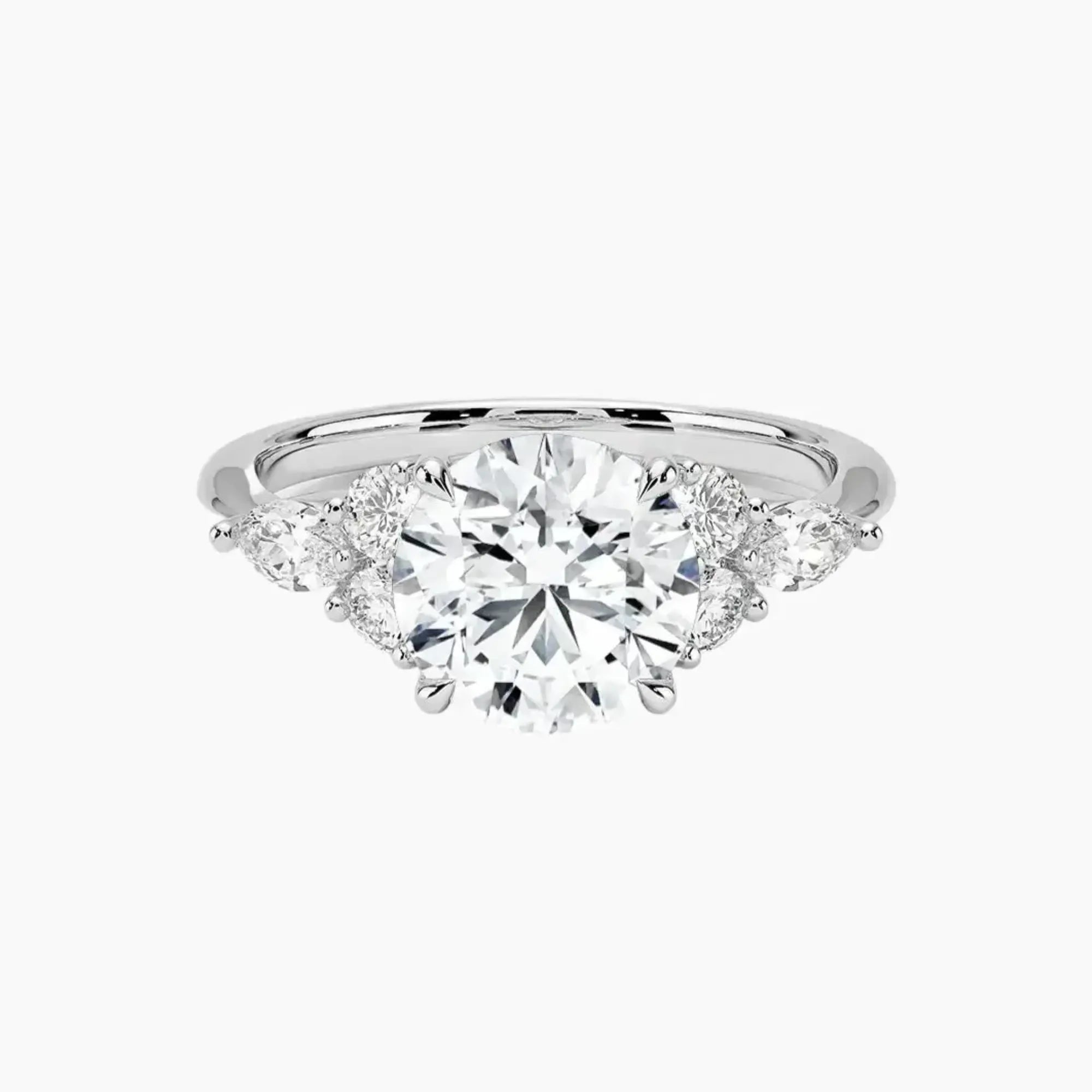 Ingrid Round Designer 3 Carat Lab Grown Diamond Engagement Ring in 14K White Gold
