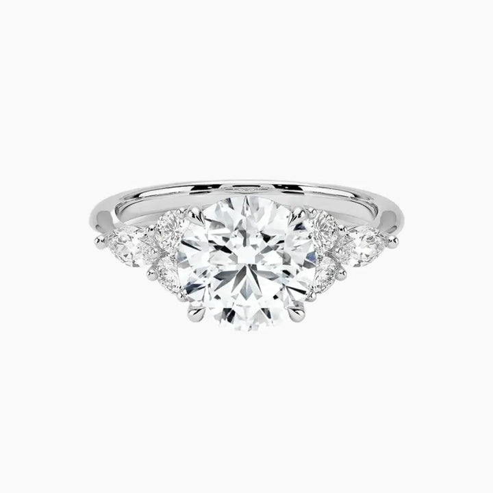 Ingrid Round Designer 3 Carat Lab Grown Diamond Engagement Ring in 14K White Gold