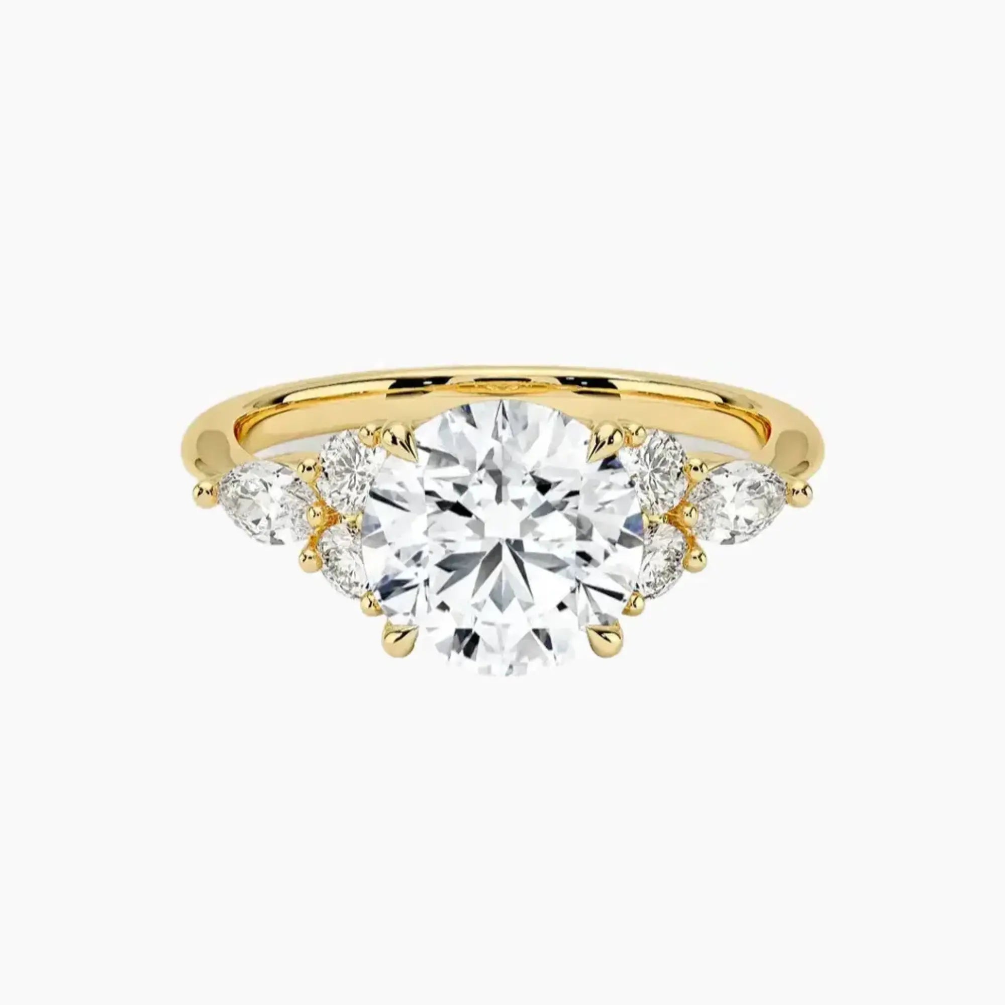 Ingrid Round Designer Diamond Ring Setting in 14K White Gold
