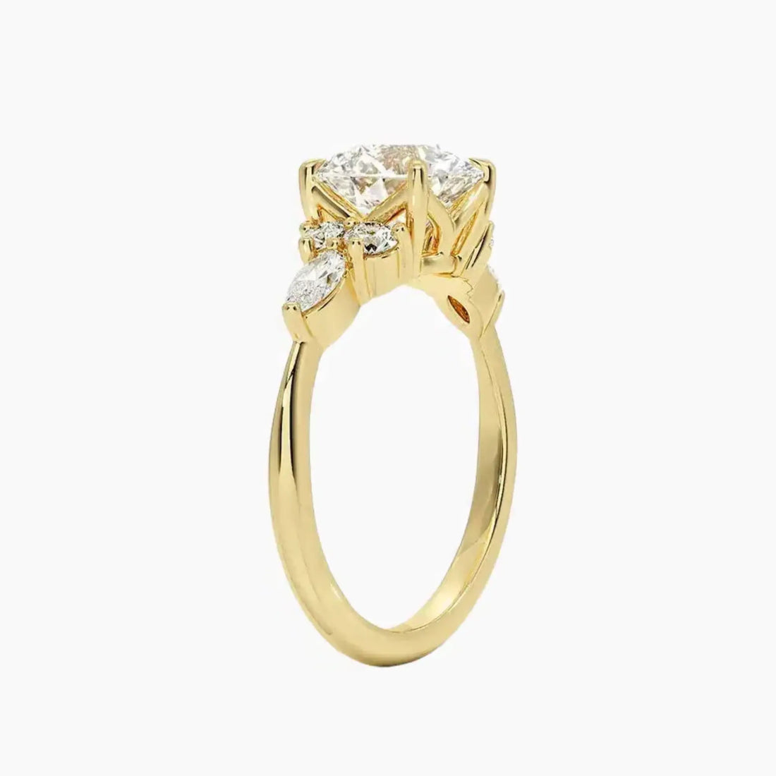 Ingrid Round Designer Diamond Ring Setting in 14K Rose Gold